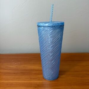 NEW Starbucks 2024 Ocean Blue Spiral Swirl Pattern Straw Cup Tumbler Venti 24 Oz